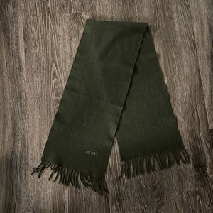 Vintage Fendi Wool Olive Green Scarf